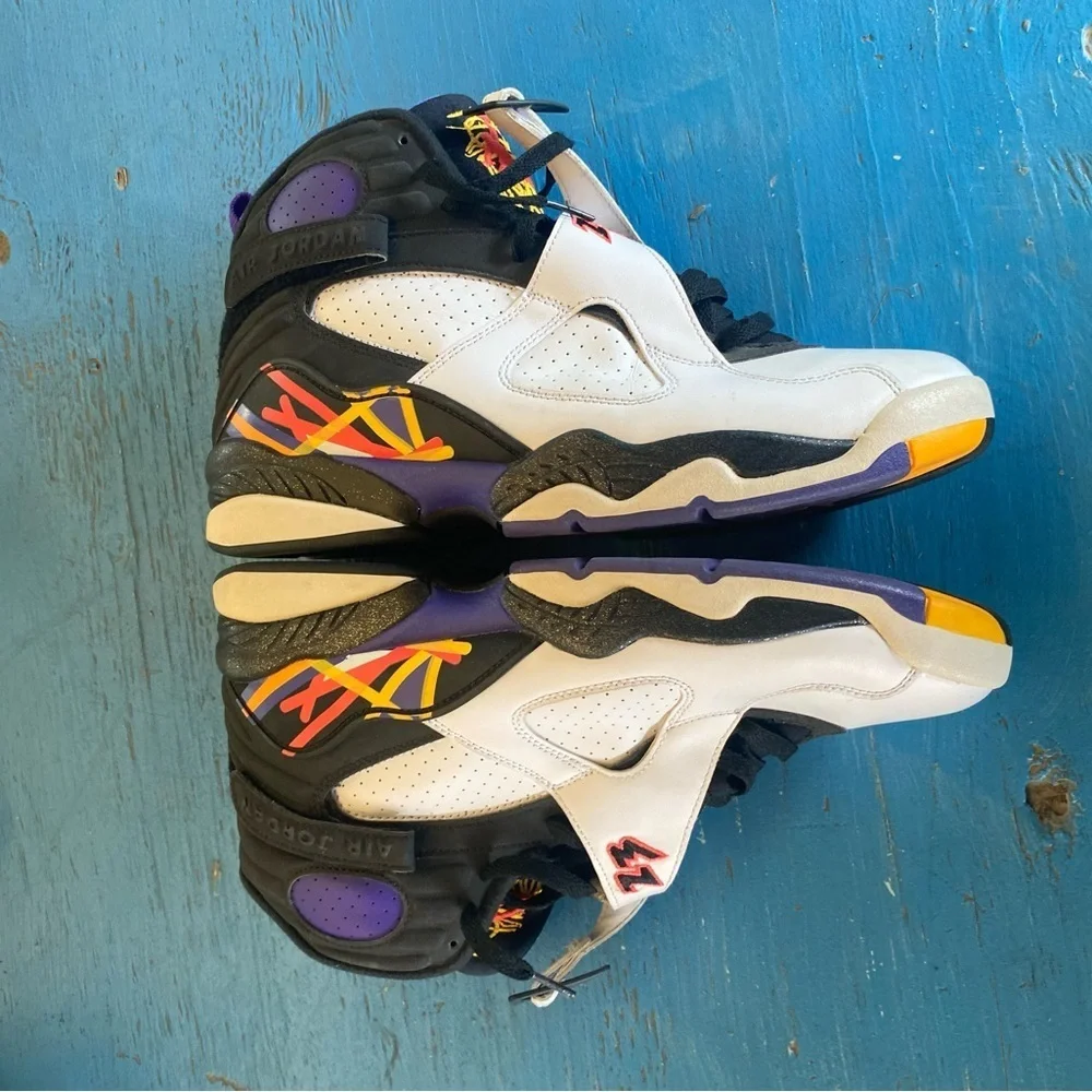 Jordan Athletic Shoes - White, Black, Purple, Yellow Retro 8 Air Jordan Nike